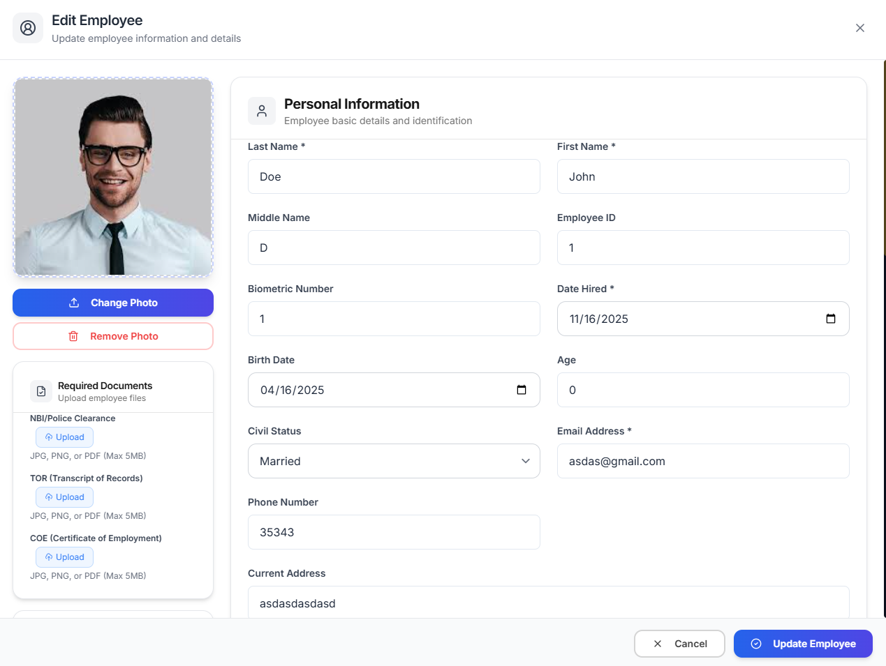DeskHRX Edit Feature